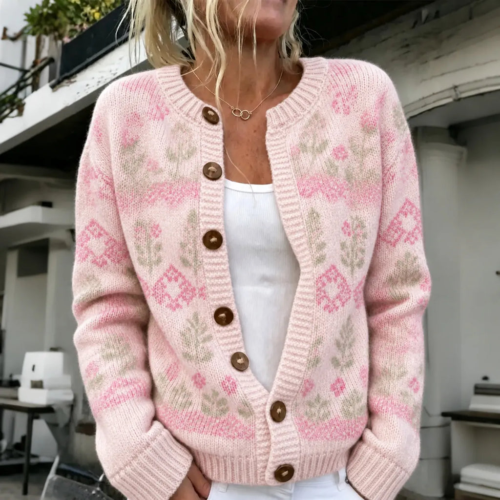 Women's Floral Print Knit Cardigan Sweater
