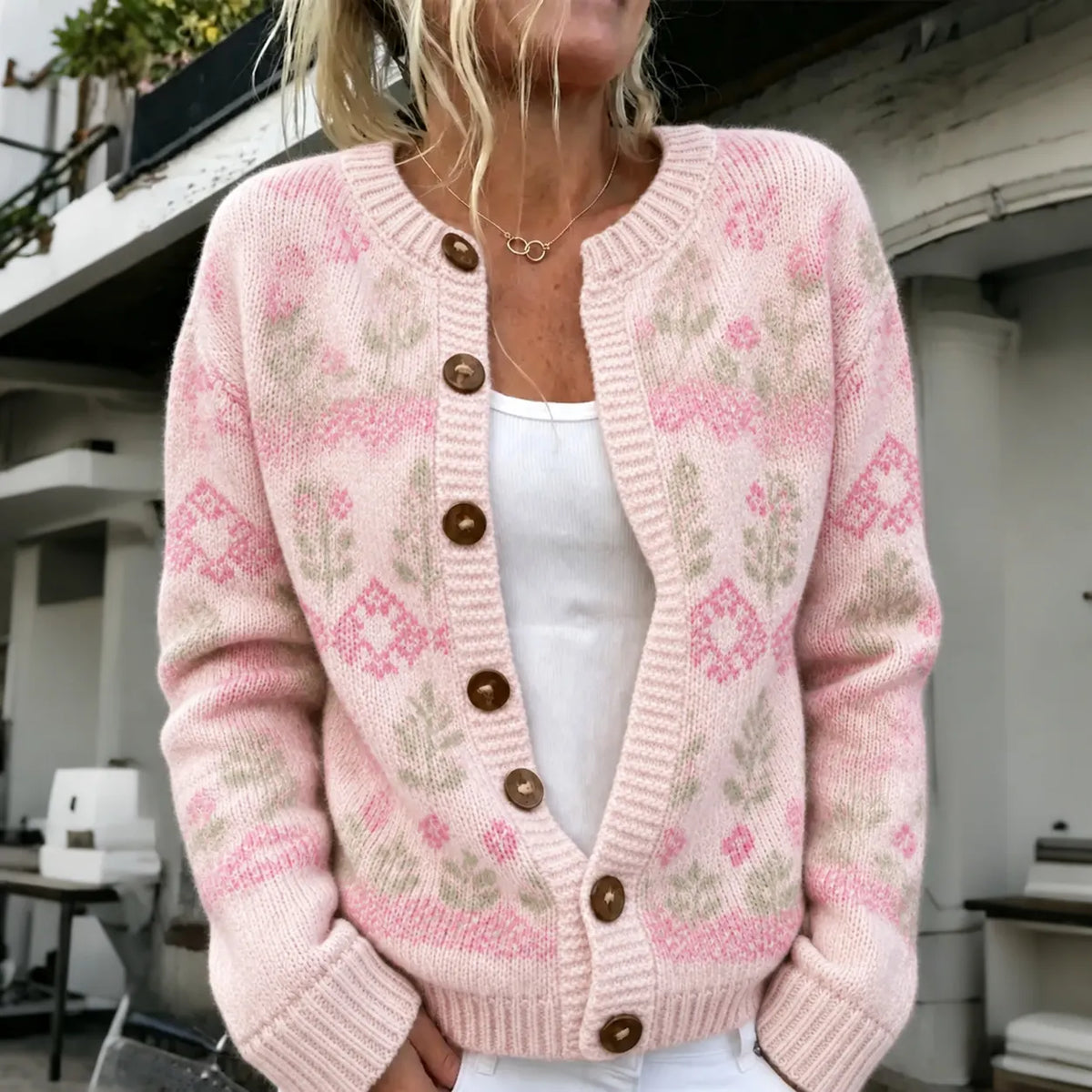 Women's Floral Print Knit Cardigan Sweater