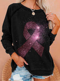 Women's Breast Cancer Awareness Print Casual Sweatshirt