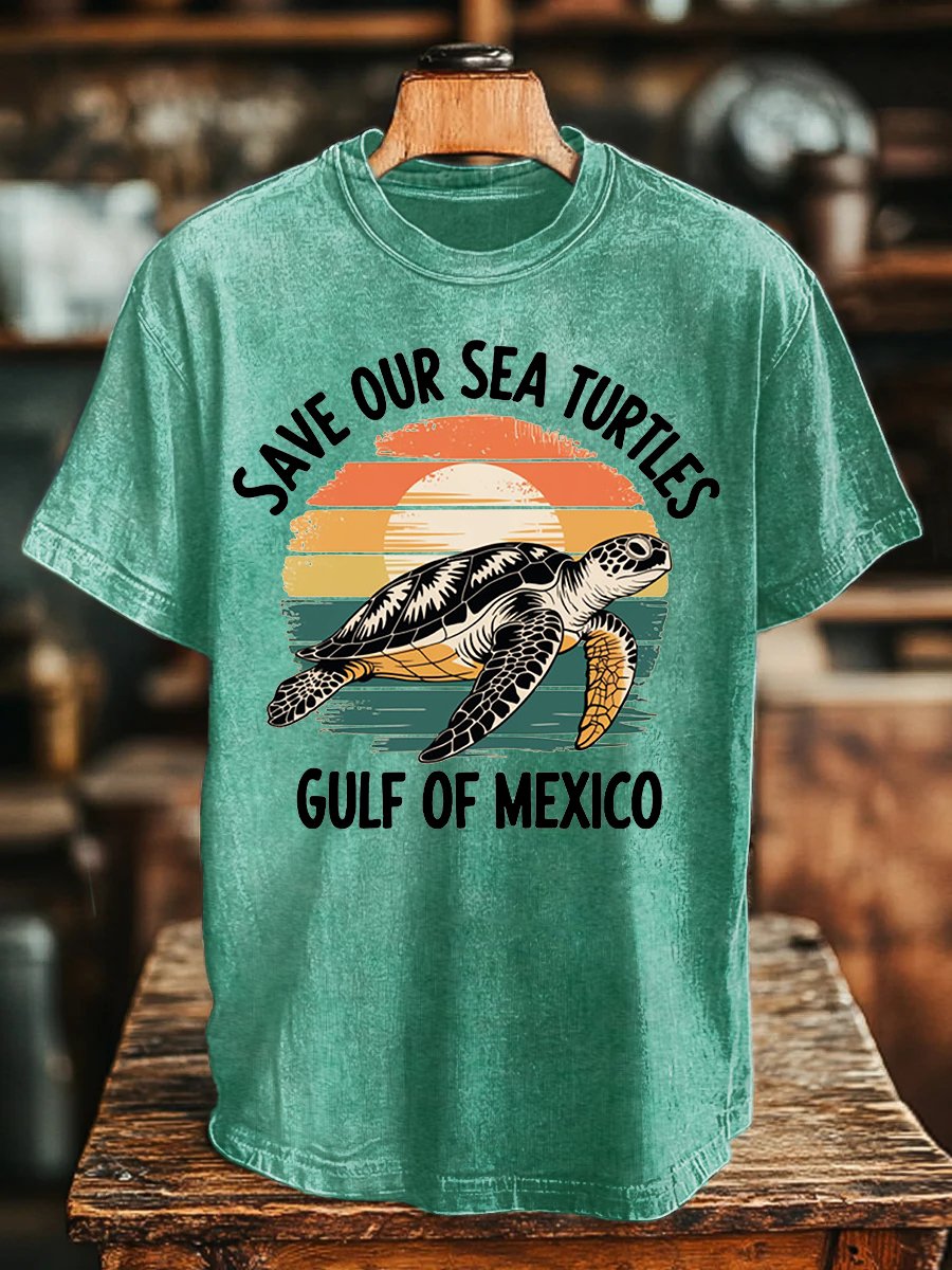 Men's Gulf Of Mexico Printed Round Neck T-Shirt