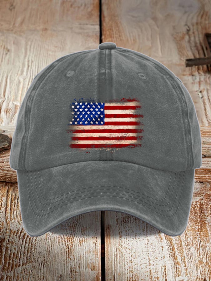 Unisex Distressed Washed Cotton Print Hat
