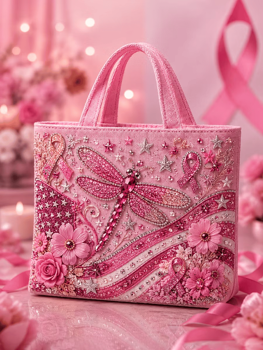 Pink October Breast Cancer Awareness Month Tote Bag