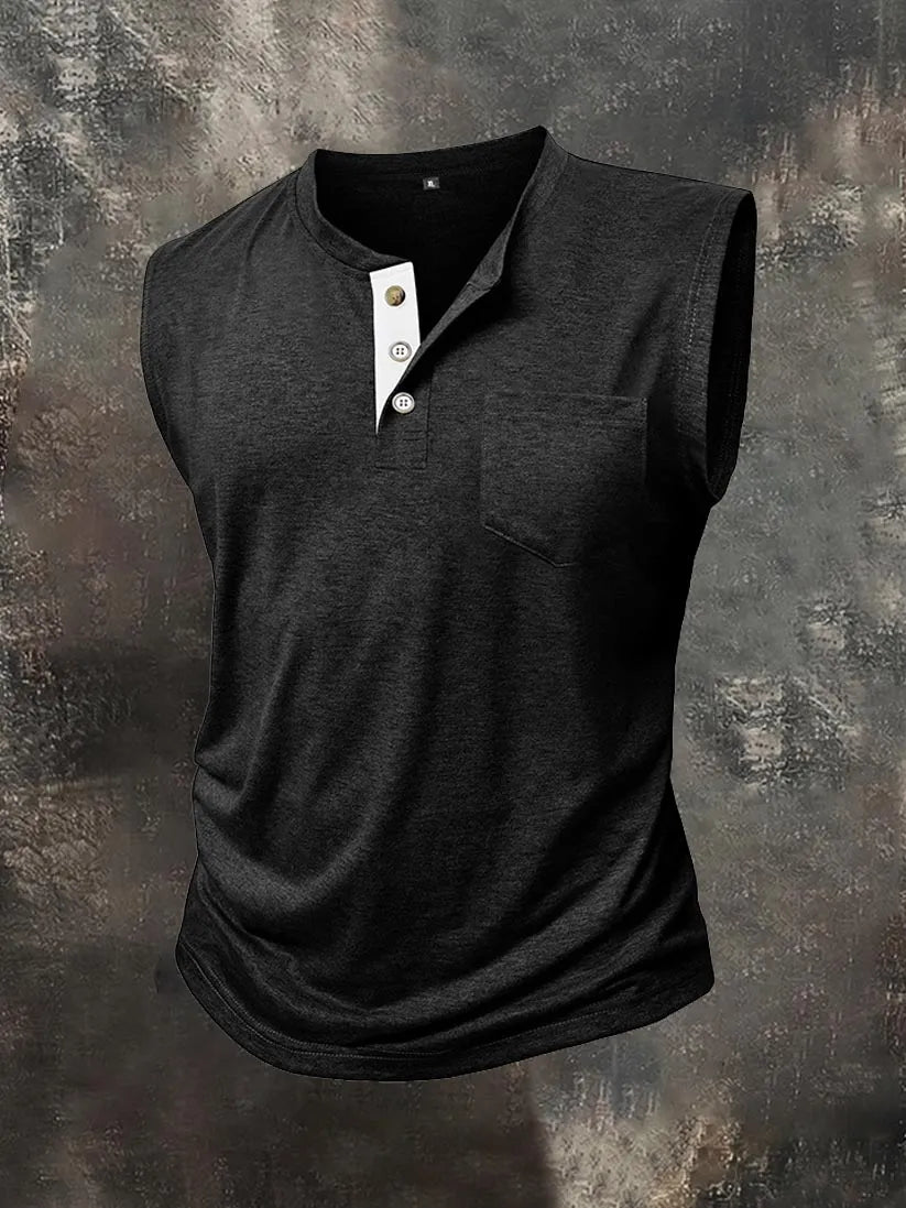 Men's Solid-Color Henley Vest