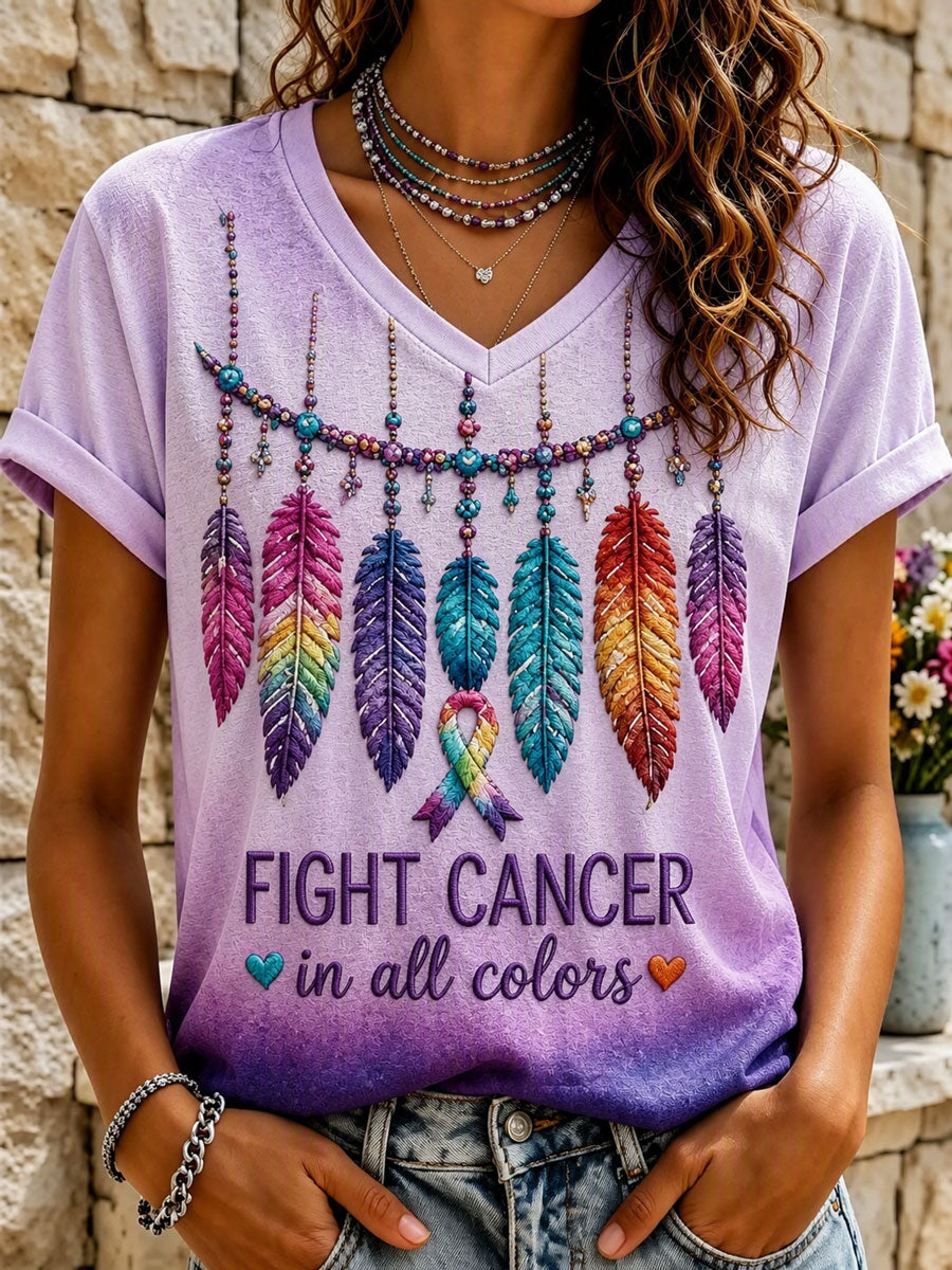 Women's Breast Cancer Awareness Print Casual T-shirt