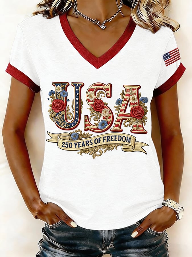 Women's Vintage America 250th Anniversary Print T-Shirt