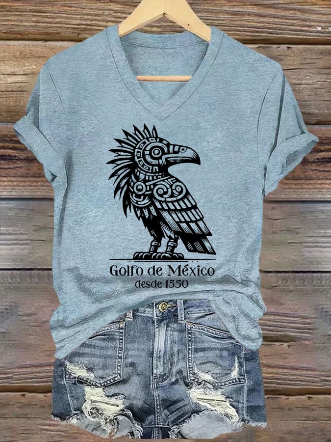 Women's Gulf Of Mexico Printed V Neck T-Shirt