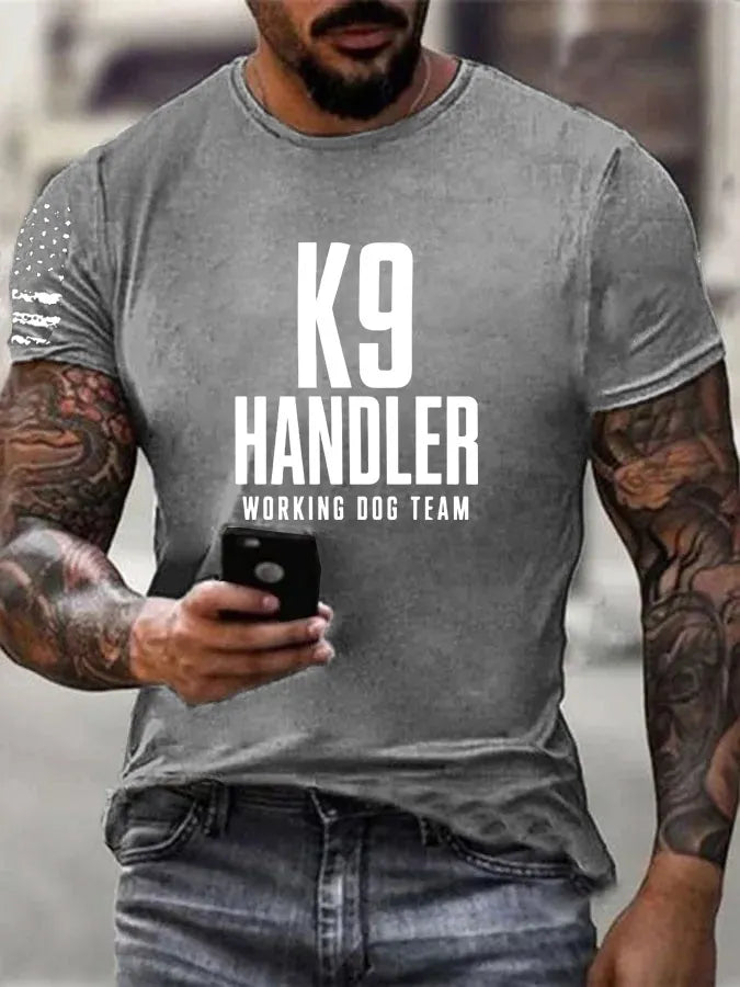 K-9 Handler Working Dog Team Pattern 100% Cotton T-Shirt