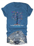 Butterfly Tree Autism Awareness In April We Wear Blue Print T-Shirt
