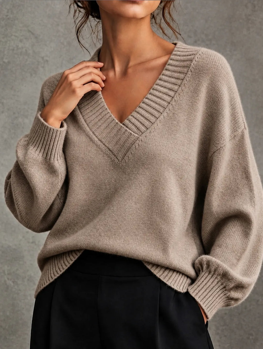Retro V-neck Pullover Knit Sweater