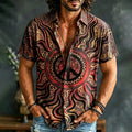 Men's Hippie Art Peace Sign Print Casual Short Sleeve Shirt