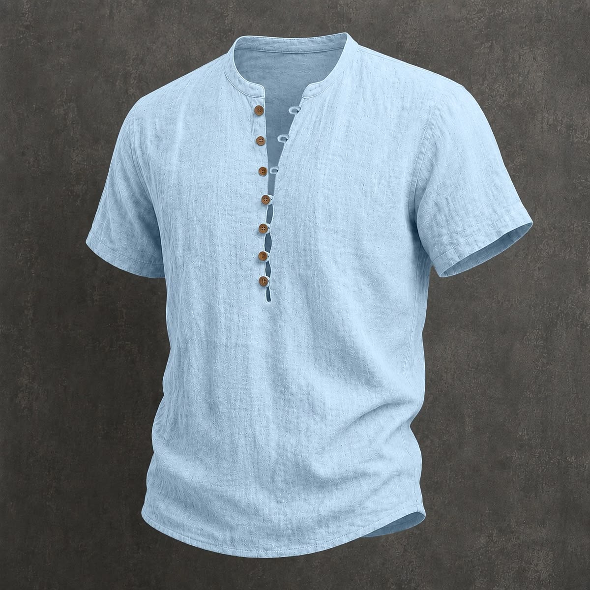 Men's Linen Short Sleeve Henley  T-Shirt