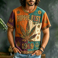 Men's Retro Hippie Ethnic Floral Music Festival Design Short-sleeve Shirt