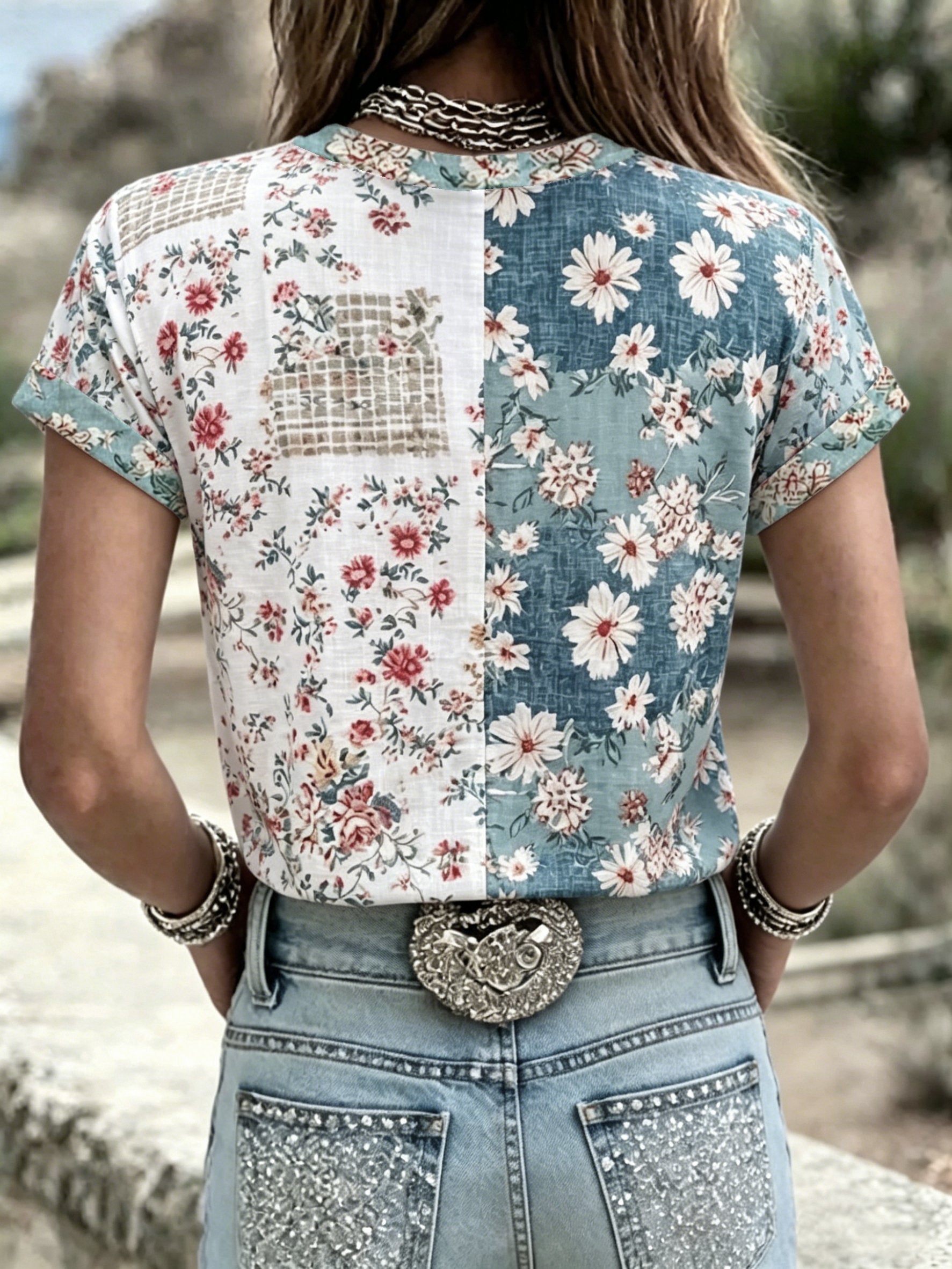 Women's 250th Anniversary Freedom Flower Art Printed Shirt