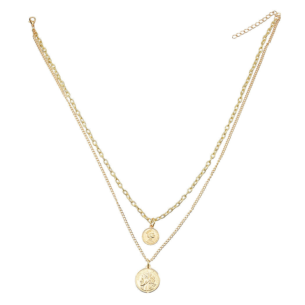 Women'S Vintage Gold Chain Multi-Layer Necklace