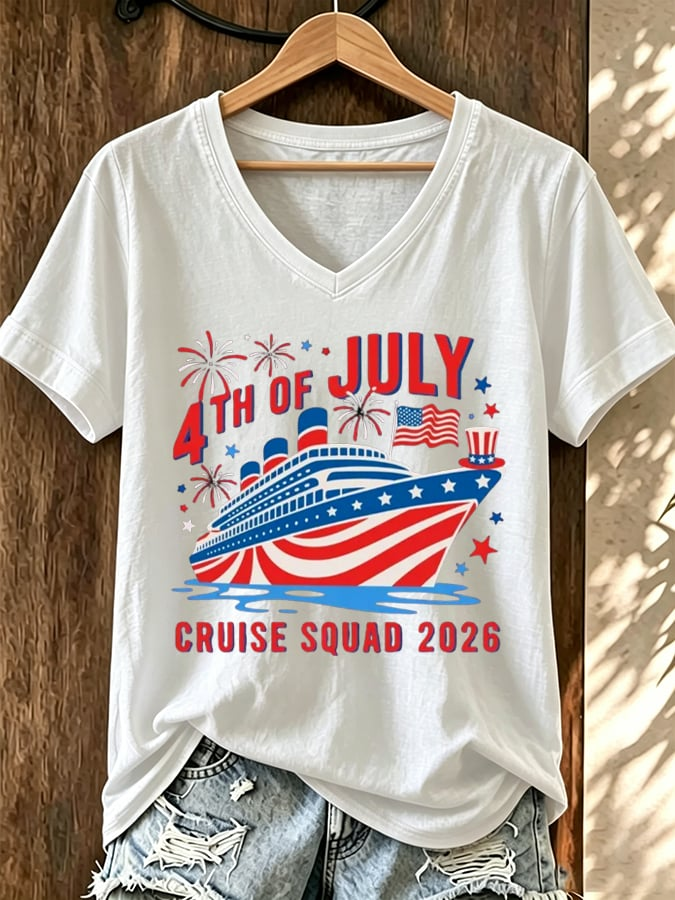 Women's 4th Of July Cruise Squad 2026 Print T-shirt