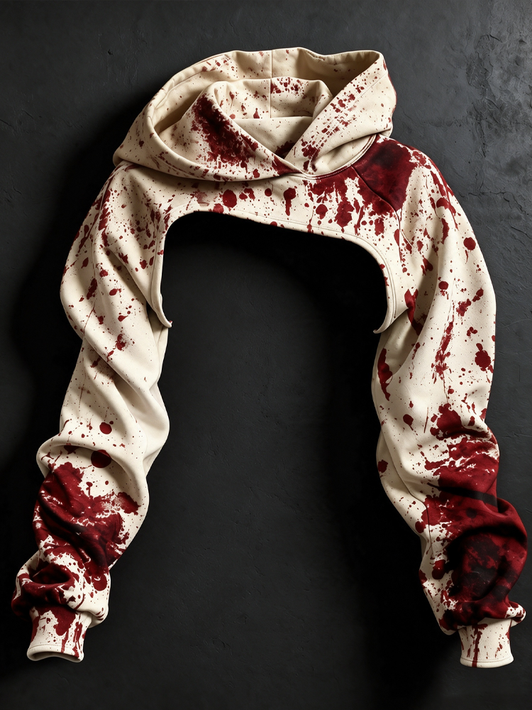 Women's Halloween Blood Stain And Skeleton Print Hoodie Two-piece Set