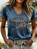 Women'S 250Th Anniversary Of The Founding Of The United States Casual Printed Short-Sleeve T-Shirt