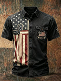 Men's Retro Short-Sleeve Shirt with USA 250th Anniversary Print