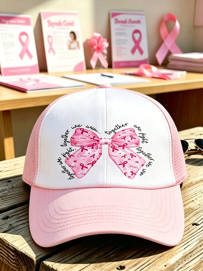 Pink Plaid Print Cap