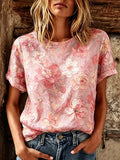 Women's Vintage Floral Breast Cancer Awareness T-Shirt