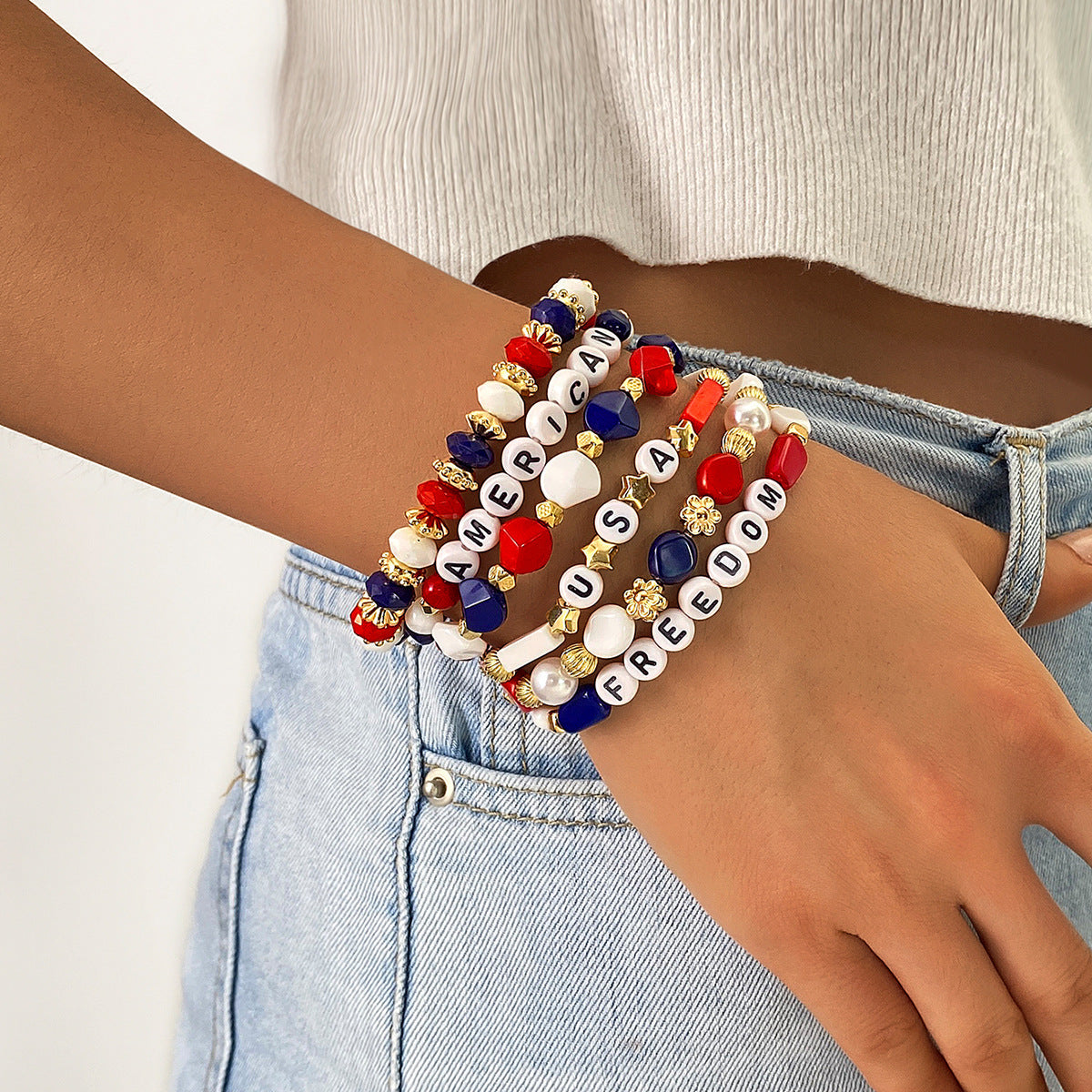 Independence Day Usa American Flag Bracelet