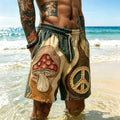 Men's Retro Hippie Mushroom Psychedelic Color-blocked Shorts