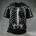 Men's Halloween Peeking Black Cat X-ray Rib Cage Print Short-sleeved T-shirt