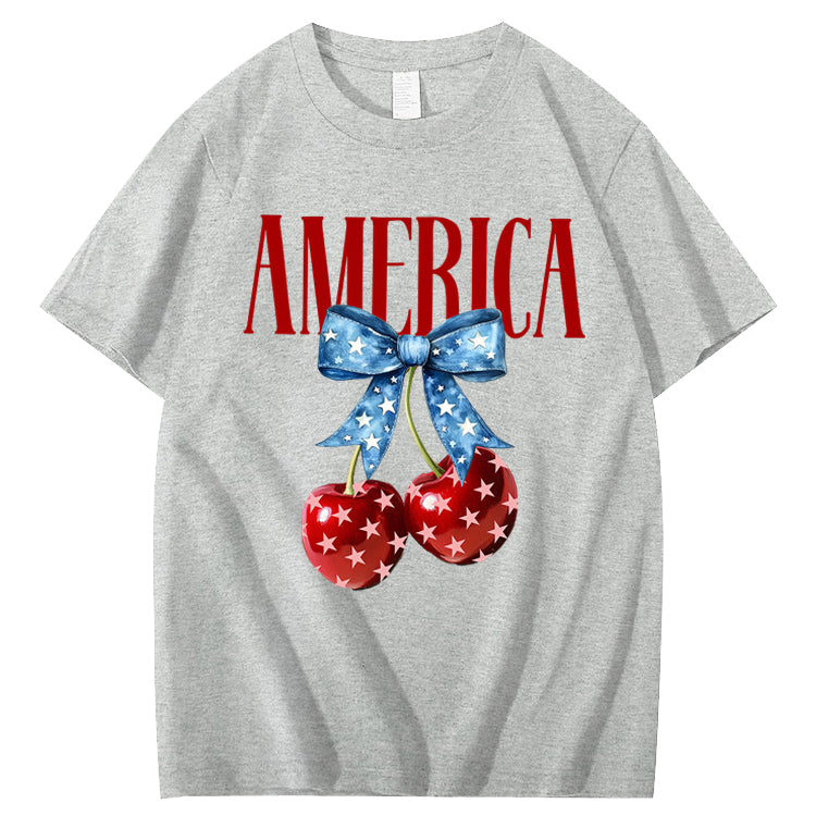 American Flag Cherry Bow T-Shirt