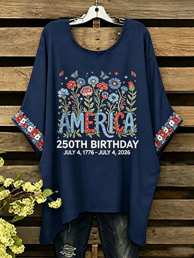 Women's 250 Years Of Freedom Flower Art Print  Top