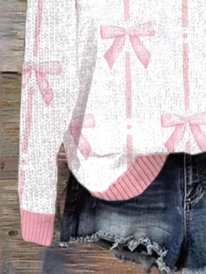 Women's Breast Cancer Awareness Pink Print Casual Sweatshirt