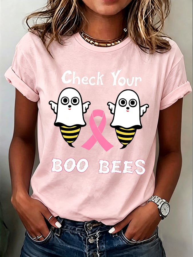 Women's Casual Breast Cancer Awareness Print Top