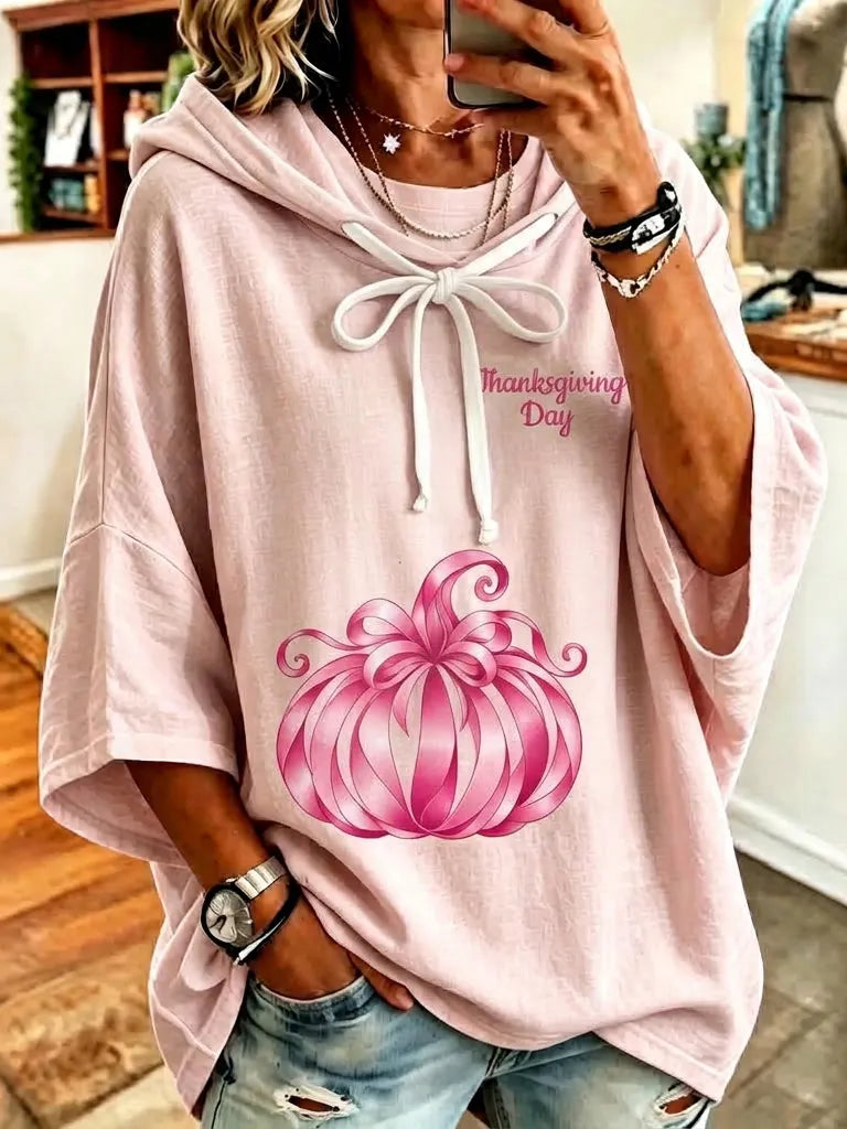 Women's Thanksgiving Pumpkin Graphic Casual Warm Hoodie