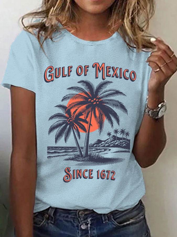 Women's Fashion Gulf of Mexico Printed Casual T-Shirt