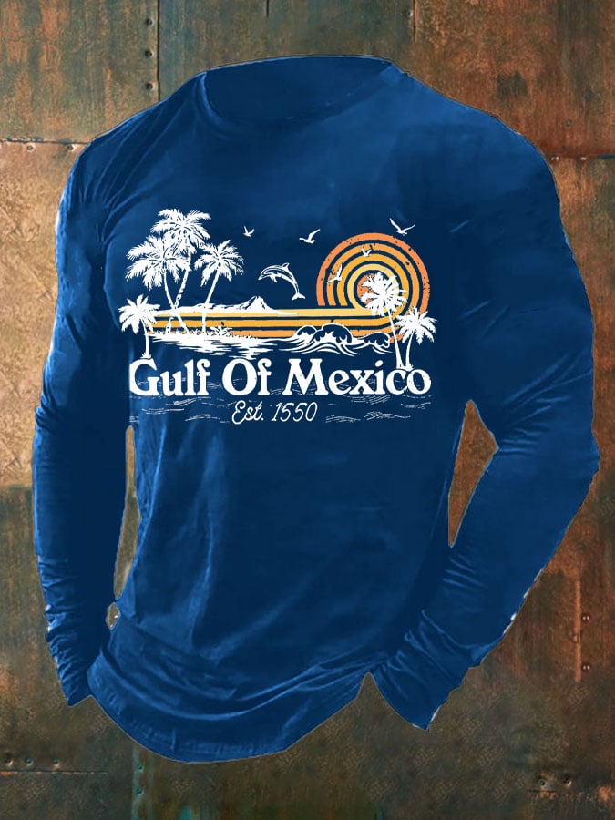 Men's Gulf Of Mexico Print Long Sleeve Top