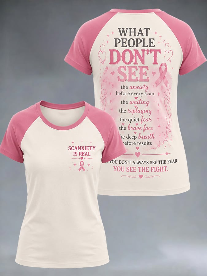 Women's Casual Breast Cancer Awareness Print Short-Sleeve T-Shirt