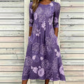 Women's Retro Floral Art Print Cotton Linen Casual Dress