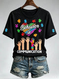 Women's Autism Awareness Graphic Casual Crewneck Top