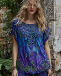 Women's Viking Celtic Knot And Rose Pattern Casual Crew Neck T-shirt