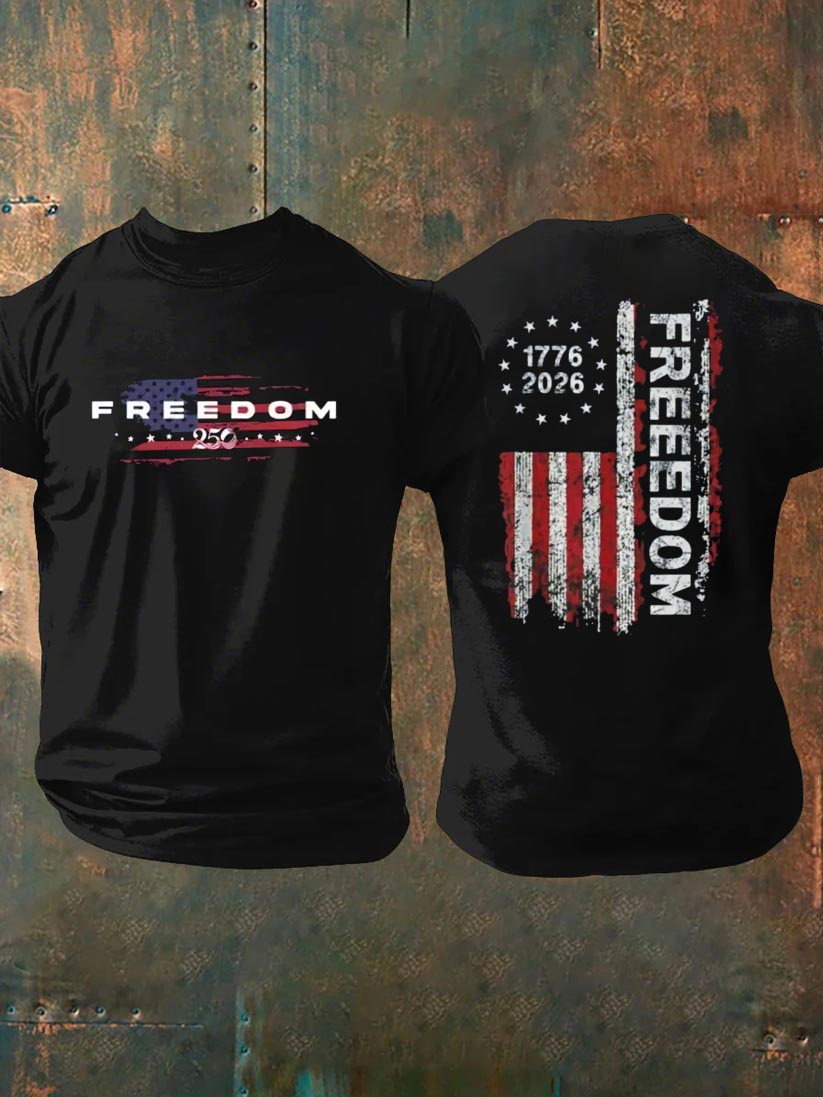 Freedom 250th Anniversary Pattern 100% Cotton T-Shirt