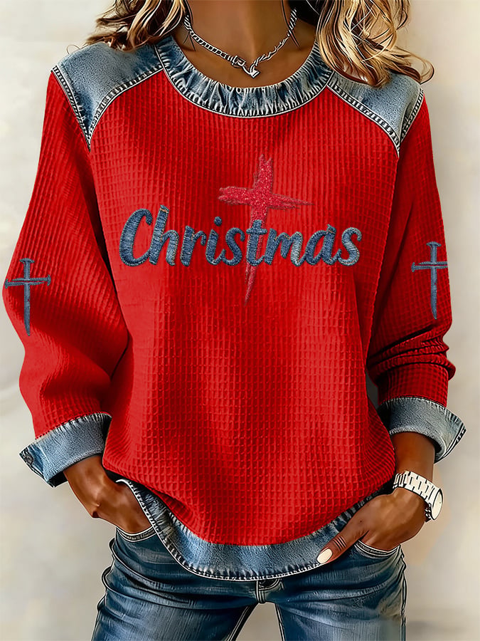 Women's Casual Christmas Merry Christmas Faith Sweatshirt