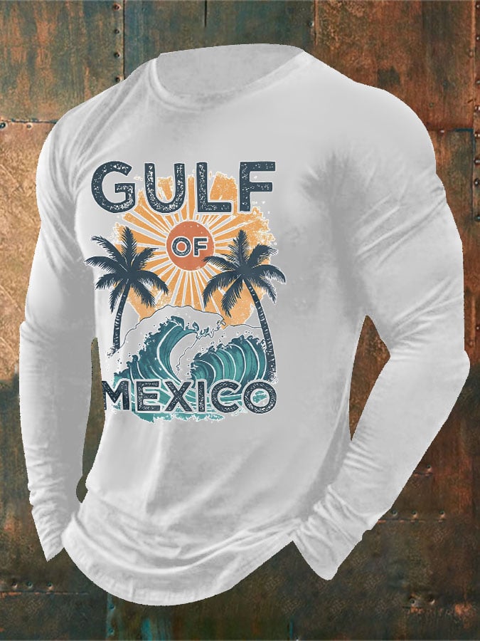 Men'S Retro Gulf Of Mexico Print T-Shirt