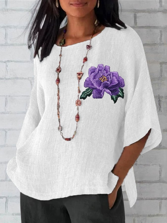 Women's Purple Flower Alzheimer's Awareness Support Shirt