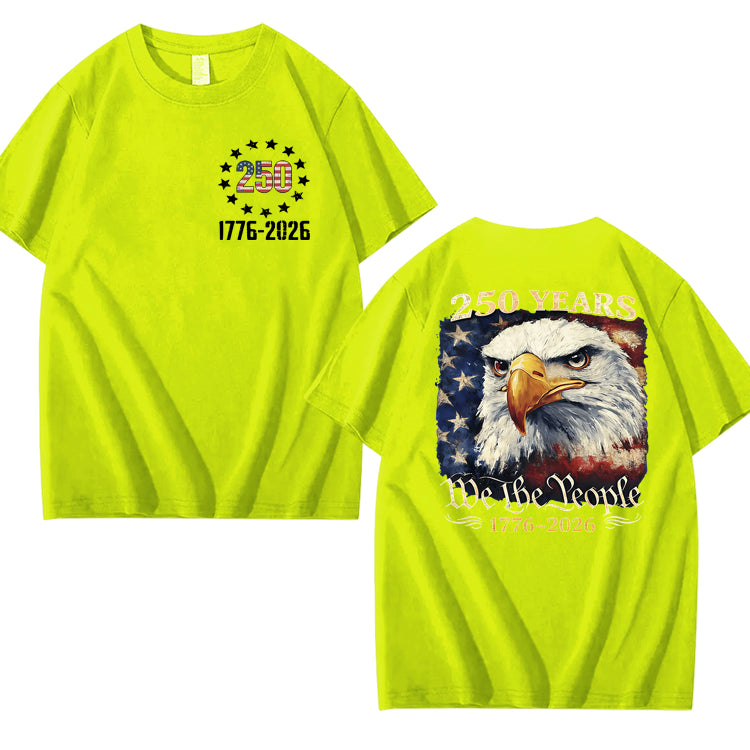 250 Years America Patriotic USA Flag 250th Anniversary 100% Cotton T-Shirt