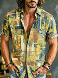 Men's Retro Hippie Style Oil Painting Print Shirt