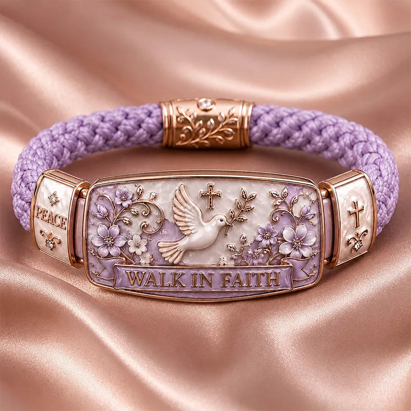 Romantic & Gentle Faith-Inspired Style: Peace Dove and Floral Enamel Bracelet