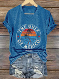 Women's Gulf of Mexico Print V-Neck T-Shirt