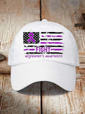 Fight Alzheimer's Awareness Flag Purple Ribbon Print Sun Hat