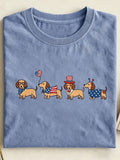 Unisex USA 250th Independence Day Puppy Print T-shirt