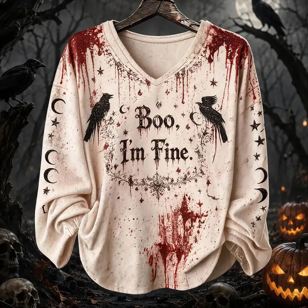 Vintage I'm Fine Halloween Long Sleeve T-shirt