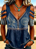Women's Western Independence Day Eagle 250th Anniversary Printed T-shirt